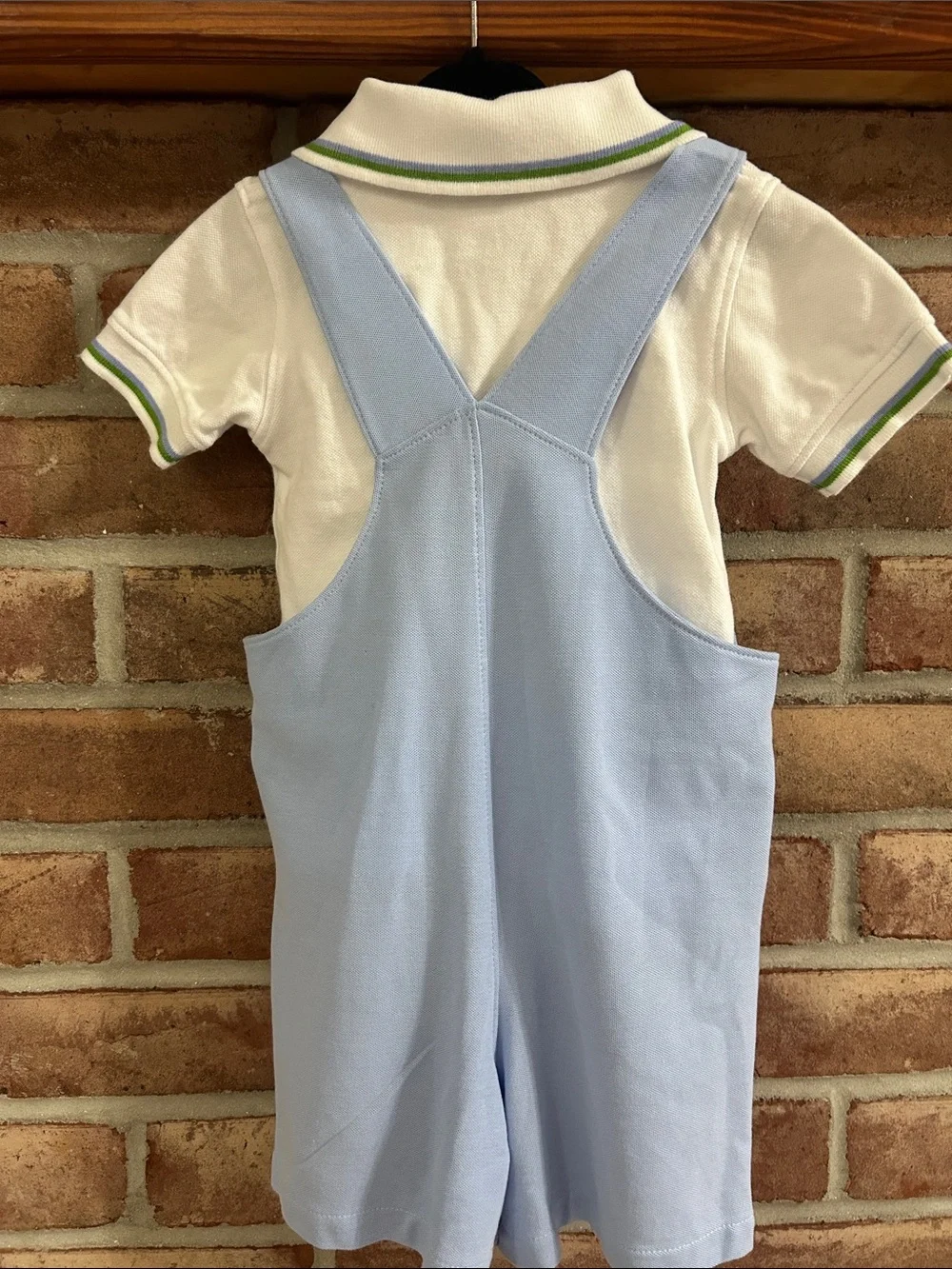 Little English Light Blue Narwhal Shortall Overalls